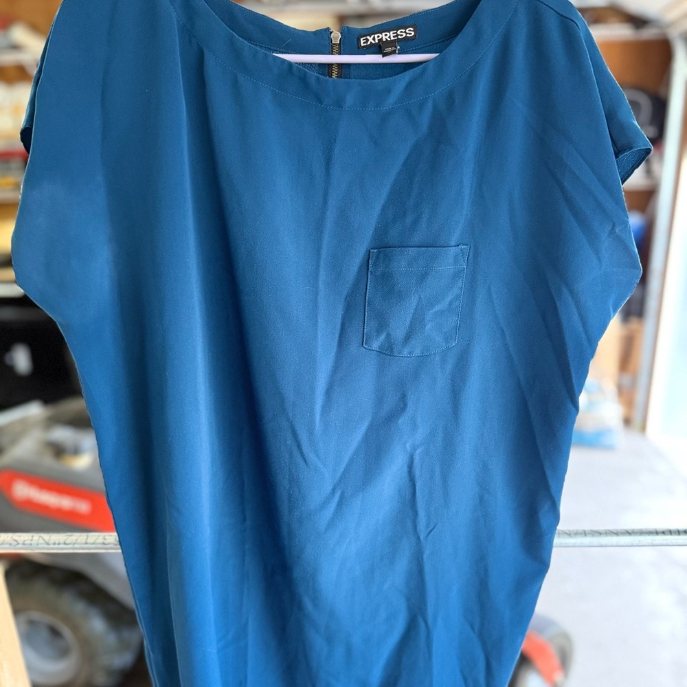Express Teal Short Sleeve Shift Dress